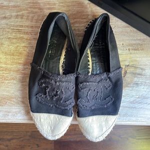 Chanel Black/Tan cloth espadrilles